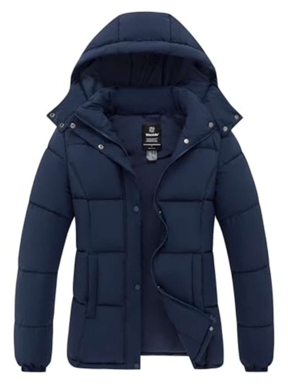 Wantdo Women's Puffer Jacket Lightweight Winter Coat Detachable Hood